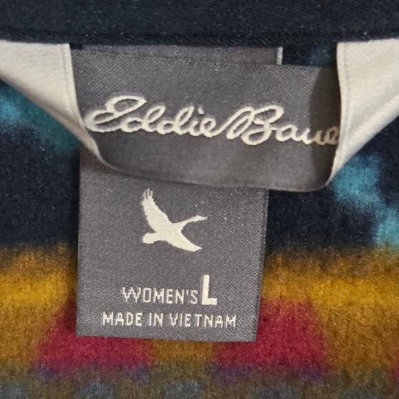 Eddie Bauer Aztec Print Fleece Quarter Zip Pullover Women's Large Warm - Picture 7 of 10